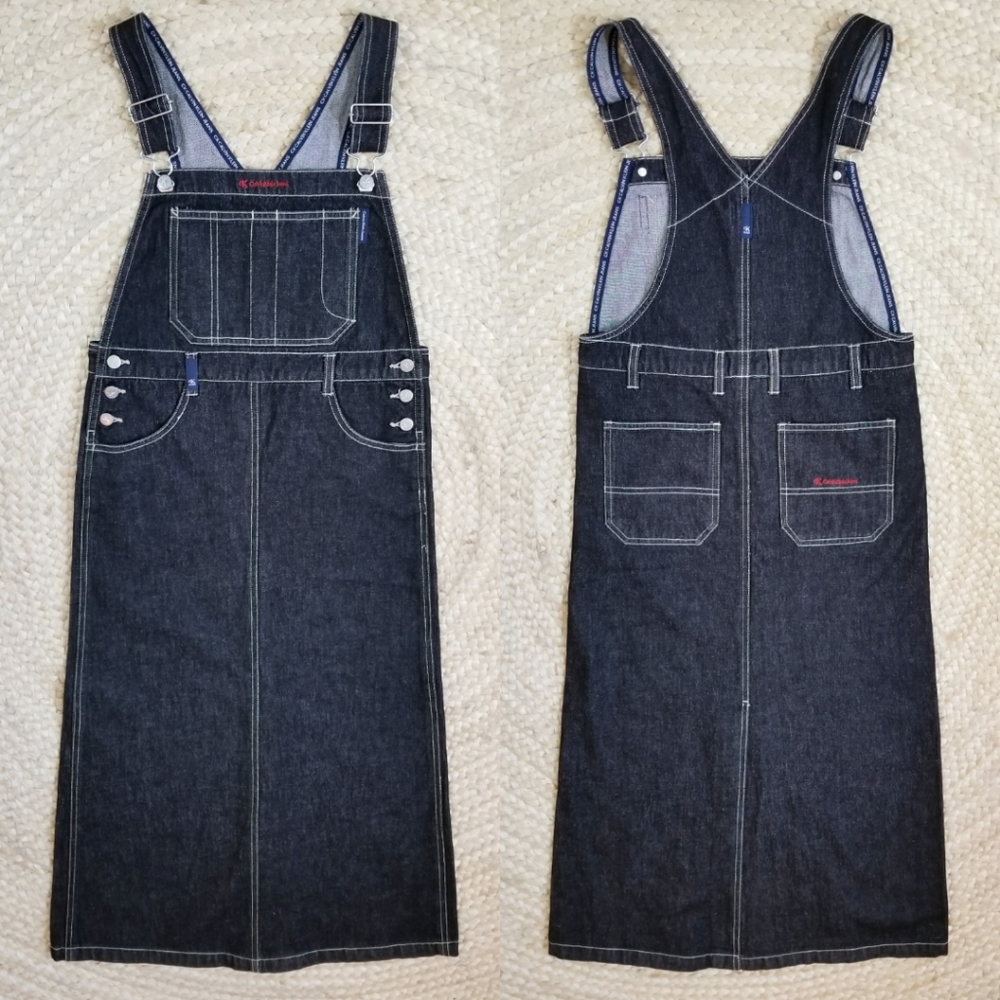 VTG 90s Calvin Klein Denim Overall Dress